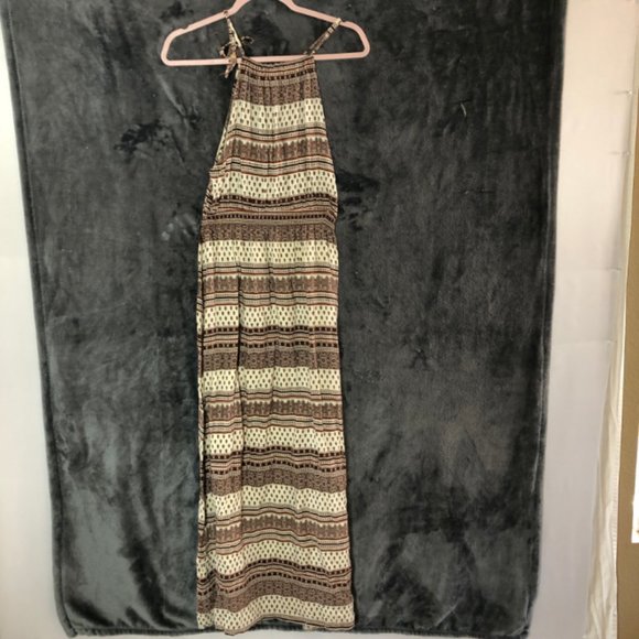 Brown & White Aztec Print Maxi Dress SZ L - Picture 3 of 6